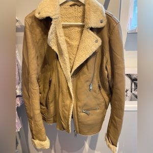 DIESEL mens shearling lthr jacket. Good condition, some aging of leather. Sz L